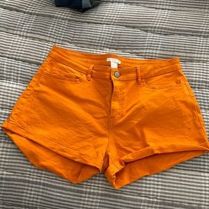 Orange Rolled up Shorts